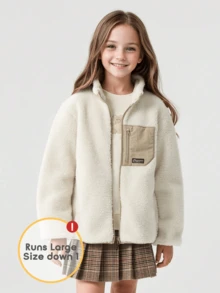 Balabala 2024 Autumn/Winter Toddler Boys/Girls Contrast Color Fleece Jacket - Milky White - View 3