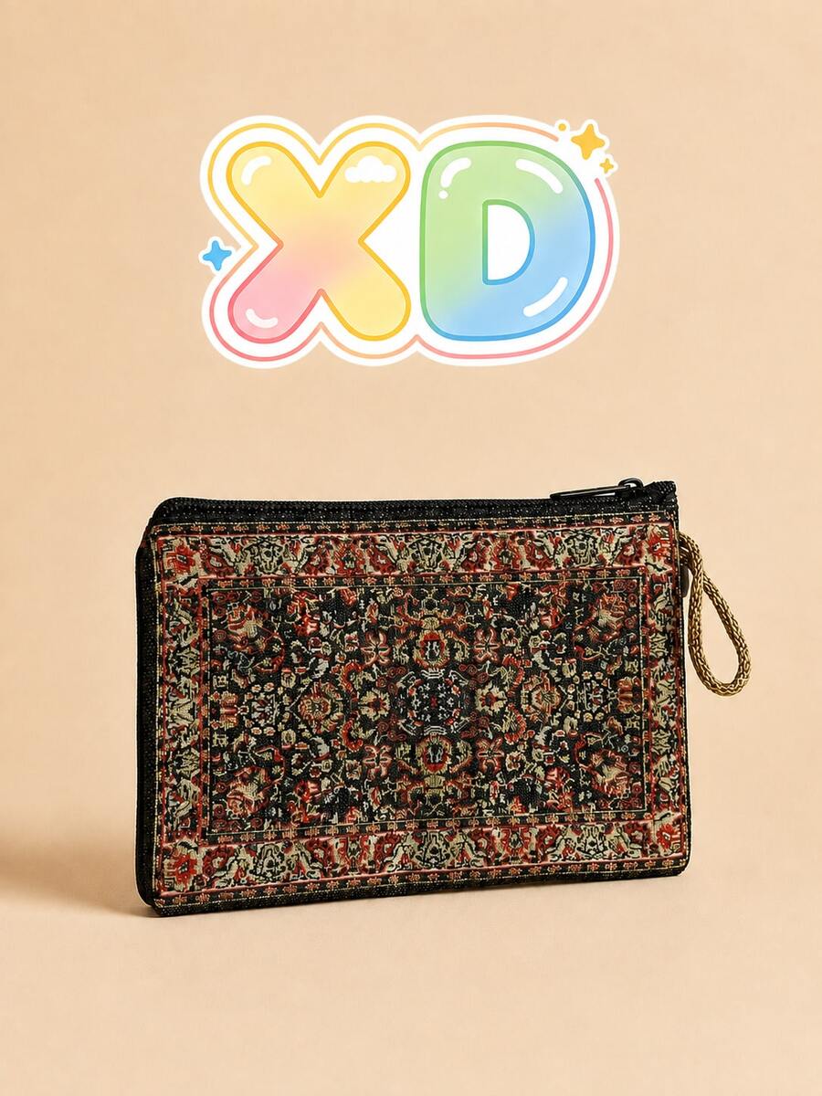 XD Western Vintage Style Gilded Embroidery Children's Handheld Wallet, Exquisite Gold Thread Craft Coin Purse, Arabic Girl Shopping Travel Portable Coin Pouch, Holiday Gift - Multicolor - View 1