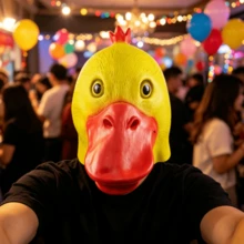 1pc Halloween Latex Animal Head Mask, Funny Goat, Yellow Duck Mask Party Cosplay Prop - Multi-color - View 3