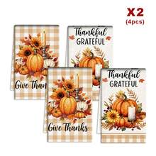 2/4/48 Stück Küchen-Geschirrtücher, Vintage-Karomuster für Thanksgiving mit Ernte-Kürbis- und Sonnenblumenmuster, Reinigungstücher für Zuhause und Tischdecken, geeignet für Feiertags-Treffen und Thanksgiving-Szenen, vielseitige Küchen-Reinigungstücher - Verschiedenfarbig - Übersicht 11