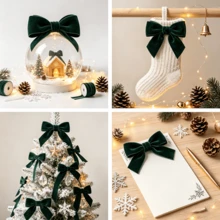 Pita Berbulu Halus untuk Natal, Cocok untuk Dekorasi Pohon Natal, Pajangan Jendela Natal, Dekorasi Karangan Bunga Natal, Pita Satin Berbulu Halus (Tersedia Berbagai Ukuran) 3/4 Inci * 10 Yard, Dengan Gulungan Kertas untuk Memudahkan Penyimpanan - Hijau tua ukuran 10 - View 5