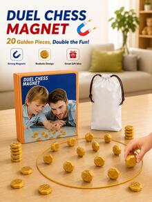 20pcs Magnetic Gold Chess Pieces Battle Game Set, Desktop Chess Battle Toy, Gold Magnetic Chess Pieces Strategy Board Game, Parent-Child Interactive Indoor Home Party Sports Toy - Tabletop Battle Chess - View 9