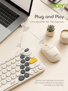 Acer OKR250 Kombo Keyboard dan Mouse Nirkabel Ultra Tipis: Koneksi Bluetooth 5.0 Dual-mode, Dapat Diisi Ulang, Kombinasi Keyboard dan Mouse Senyap, Portabel untuk Laptop dan Penggunaan Kantor, Daya Tahan Baterai Lama, Kebisingan Rendah, Perangkat Tambahan Komputer Rumah - View 3
