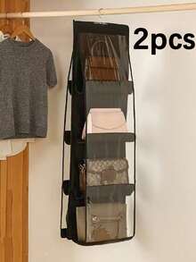 1/2pcs 6/8 Slot Multi-Layer Handbag Organizer With 8 Pockets - Foldable Oxford Cloth Hanging Storage Rack, Space-Saving Closet Organizer For Handbags, Wallets And Accessories, Durable Black And Gray Design, Perfect For Christmas, Halloween, Thanksgiving, Wallet Storage Organizer, Accessory Rack, Elegant Appearance, Sturdy Structure, Back To School - Multicolor - View 11