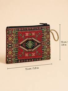 XD復古西部刺繡手工兒童小錢包，金線壓紋女童零錢包，多層隔層設計，適合阿拉伯女孩節日禮物 - 彩色 - 查看 6