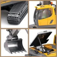 Con Luces y Sonido, Batería Recargable - Excavadora de control remoto de 11 canales de aleación y plástico, juguete de vehículo de ingeniería, juguete divertido para niños, camión de construcción de alta tecnología, regalo perfecto para niños, regalo de cumpleaños, regalo para novio, juguete para exteriores - Amarillo - Ver 10