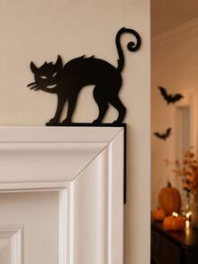 1 pieza Decoración de marco de puerta de Halloween Gato negro espeluznante con espalda arqueada Adorno de esquina de puerta Silueta gótica Arte de pared para puerta principal Entrada Pasillo Sala de estar Ventana Chimenea Fiesta de casa embrujada Decoración del hogar de otoño Interior Exterior - Estilo B - Ver 5