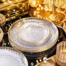 1/10/25/50 European Style Gold Rim White Plate Banquet Display, Exquisite Gold Rim Decorated Dinner Plate, Party Table Setting Decor, Wedding Banquet Tabletop Decoration, Home Gathering Western Dessert Plate, Hotel Club Atmosphere Tableware, Birthday Holiday Tabletop Decoration, Minimalist Premium Table Props, Decorative Plate Suitable For Multiple Occasions - Transparent - View 3