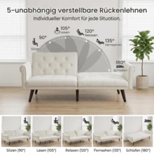 Sofa Bed Frame Beige 2 Seat Convertible - Beige 2 Seat - View 3