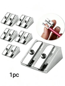 Premium Handheld Metal Pencil Sharpener - Durable Wedge Design, Creative Aluminum Alloy Dual-Hole Pencil Sharpener, Dual-Hole Design For Efficient Sharpening, Perfect For School, Office And Art Projects, Easy To Use And Clean - Multicolor - View 6