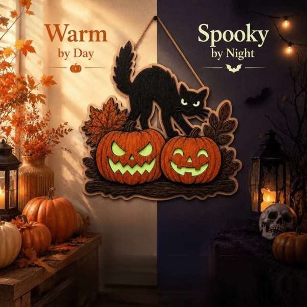 1PC Halloween Door Decoration, Black Cat Pumpkin Ornament, Fall Decoration, Halloween Decoration, Home Decoration, Room Decoration, Door Hanging, Housewarming Gift