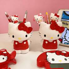 SANRIO New Pen Holder, Cute Cartoon Desktop Storage Box, Adorable Cat Design, Multi-Functional Pen Organizer, Can Hold Ballpoint Pens, Markers And Various Drawing Pens, Suitable For Office Desk, Study Desk Organization, Perfect For Stationery, Office, School, Home Use, Ideal Gift For Female Friends - A - View 1