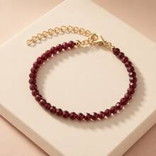 6pcs Minimalist Elegant Luxury Versatile Burgundy Asymmetrical Beaded CCB Crushed Stone Faux Pearl Multi-Element Bracelet Set Suitable For Women's Daily Casual Outings, Banquets, Music Festivals, Events, Mother's Day Gift - Burgundy - View 6