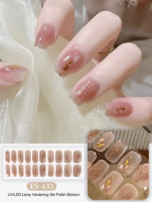 Emi Cured Gel Nail Strips , Clear Base, 20 Pcs Gel Nail Wraps, Stickers, UV Light Required, Salon Quality, Long Lasting,ES20 Cross-Border Wholesale Drop Shipping Red Book Same Style Nail Stickers Nail Stickers For Fingertips - Dusty Pink - View 1