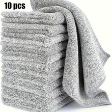 10pcs/Set Handuk Dapur Serat Arang Bambu Daya Serap Tinggi - Cepat Kering, Tahan Minyak, Kain Pembersih yang Dapat Dicuci untuk Piring, Peralatan Dapur, dan Perlengkapan Dapur - Grey - View 9