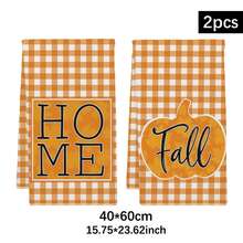 2pcs Autumn Orange & White Plaid Pumpkin Silhouette Pattern Kitchen Towels, 40*60cm Soft Microfiber Tea Towels, Suitable For Home Kitchen Restaurant Outdoor Camping Tabletop Cleaning Dish Cloth Hand Towel Accessories HOME Fall Text Kitchen Towels Holiday Gift - Multicolor - View 12