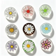 50pcs Multicolor Flower Series Patches, Time Gem Round Patches, Suitable For Handmade DIY Jewelry, Keychains, Pendants, Fridge Magnets, Accessories, Versatile Practical Charm Gift For Friends Or Family - Multicolor - View 5