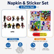 Roblox 30pcs 16.5cm Napkins And Stickers Set - Cartoon Game Room Decor, Home Decor, Birthday, Wedding, Holiday, Table, Stress Relief Gift, American Independence Day Party Favors - Roblo Boy Alien Stickers Tissues - View 3