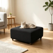 1pc Solid Color Jacquard Ottoman Stool Cover, M Size, Full Coverage Elastic Footstool Cover, Anti-Dirt Footrest Cover, Suitable For Living Room Sofa/Chair - Multicolor - View 11