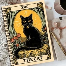 Funny Tarot Cat Notebook, 30 Sheets/60 Pages Lined Blank Notebook, Animal Notebook, Journal, Ideal Gift For Back To School And Christmas - A5 - View 3