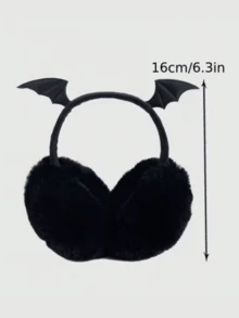 2pcs Bat-Shaped Little Devil Earmuffs Gothic Style Warm Ear Covers Foldable Dark Style Halloween Personalized - Multicolor - View 6