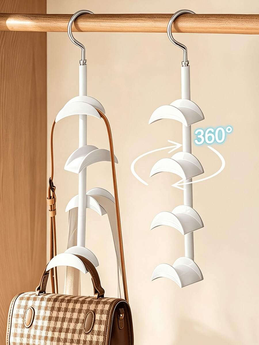 Rotatable Closet Hooks, Storage For Bags, Scarves, Belts, Ties, Ribbons, Hats, 360° Rotating Hanger, 4-Layer Multifunctional Scarf Rack, Non-Slip Silk Scarf Storage Organizer, Bedroom Closet Organizer, Door Back Hooks, Metal Damage Free Closet Storage Rack, Suitable For Office, Bedroom, School Dorm, Back To School Essential - Multicolor - View 1