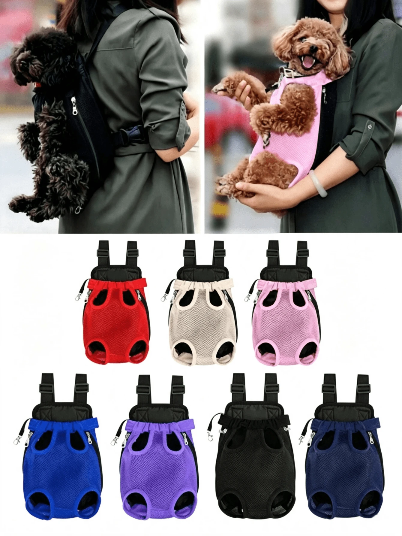 1pc New Pet Outdoor Chest Backpack, Cat & Dog Universal, Breathable Mesh Comfortable Portable Outdoor Backpack - Multicolor - View 1