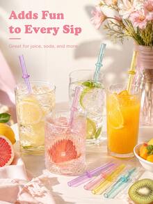 15pcs Reusable Glitter Transparent Drinking Straws With Stopper Rings, Multi-Color Shiny Beverage Straws, Home Cafe Picnic Birthday Holiday Party Drink Accessories - View 4