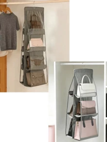 1/2pcs 6/8 Slot Multi-Layer Handbag Organizer With 8 Pockets - Foldable Oxford Cloth Hanging Storage Rack, Space-Saving Closet Organizer For Handbags, Wallets And Accessories, Durable Black And Gray Design, Perfect For Christmas, Halloween, Thanksgiving, Wallet Storage Organizer, Accessory Rack, Elegant Appearance, Sturdy Structure, Back To School - Multicolor - View 13