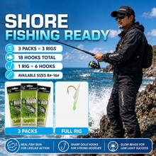 3 Packs Sabiki Fishing Rigs, 18 Hooks Real Fish Skin Bait Rigs With Glow Beads & Sharp Hooks For Mackerel Sardine Saltwater Fishing - Beige - View 5