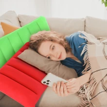 4pcs/2pcs/1pc Flocked Rectangular Inflatable Double-Sided Pillow - Soft Comfortable Waterproof Wear-Resistant Fabric, Compact Foldable Portable, Suitable For Camping, Travel, Head Neck Waist Support - Multicolor - View 5