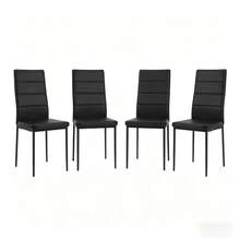 Lesestühle,Kaffeestühle,Essstühle Mit Hohem Rücken,Make-Up Stühle(Nur 4PCS Stühle) - 黑色 - 查看 7