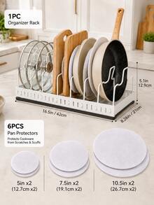 1 pieza Organizador extraíble para gabinete de cocina, adecuado para ollas, sartenes y tapas, estante de almacenamiento de metal ajustable para ollas y tapas con divisores, organizador debajo del gabinete que ahorra espacio, adecuado para cocinas pequeñas, apartamentos de estudiantes y almacenamiento en el hogar - Blanco - Ver 11