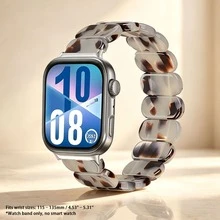 1pc Lightweight Elastic Resin Watch Band, Fashionable & Comfortable, Compatible With Samsung Watch Fit 3, Fit 2/Fit3/Fit4/Fit4 Pro/Fit5/Fit5 Pro, Watch 10 Pro/8 Pro/9 Pro/Watch 6/5/4 And Other Smartwatches For Men And Women - Ink Brown White - View 3