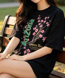 100% Cotton Women's T-Shirt - Men'S Tee Featuring Arizona Green Tea Design - 2026 Everyday Apparel - Summer Tops - New Summer Outfits For Women - 黑色 - 查看 4
