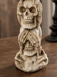 1pc See No Evil Hear No Evil Speak No Evil Skull Statue, Three Wise Skulls Stacked Figurine, Gothic Home Decor, Dark Academia Shelf Mantel Desk Ornament, Halloween Room Decoration, Horror Gift For Skull Lovers - 1PC - View 5