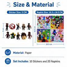 Roblox 30pcs 16.5cm Napkins And Stickers Set - Cartoon Game Room Decor, Home Decor, Birthday, Wedding, Holiday, Table, Stress Relief Gift, American Independence Day Party Favors - Roblo Boy Alien Stickers Tissues - View 6