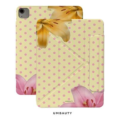 GIIPPA 1pc Pink Lily Protective Case, Magnetic Detachable Y-Fold Shockproof Cover, Compatible With IPad Mini 6/7, Air 2/3/4/5/11/13, 5/6/7/8/9/10/11, Pro 10.5/11/12.9, Suitable For Valentine's Day, Back To School, Office, Christmas, Halloween, Thanksgiving Holidays, Best Gift For Girlfriend, Perfect Wedding Season Gift, Minimalist Star Campus Office Holiday Aesthetic