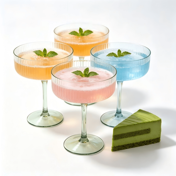 1/2/4/6/12pcs 10oz Ribbed Coupe Unique Martini And Cocktail Glass Set, Suitable For Champagne, Party And Home. Perfect For Indoor And Outdoor, Party, Valentine's Day, Wedding, Restaurant, Anniversary, Christmas, Birthday Drinkware, Shatterproof, Dishwasher , Gift For Wife, Mom.
