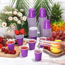 20pcs Purple Mini Party Cups, Reusable Small Cups, Party Game Bullet Cups, For Snacks And Juice, Perfect For Any Party - Purple - View 1