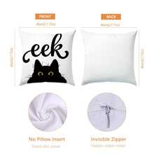 4pcs Halloween Cute Black Cat & Ghost Pattern Pillow Covers, Single-Sided Printed Skin-Friendly Peach Skin Velvet Material, 45*45CM Throw Pillow Covers Suitable For Room Decor, Indoor Sofa Living Room Decor, Party Decoration, Decorative Pillow Covers Gift - Multicolor - View 3