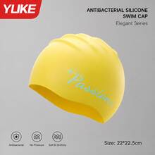 Yuke 1pc Passion Letter Sparkle Star Print Silicone Swim Cap, High Stretch Waterproof Ear Protection Anti-Slip Bathing Cap, Comfort Non-Slip Swimming Hat For Women Long Hair Pool Beach Sports - Multicolor - View 14