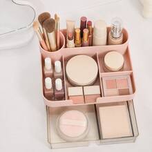 1pc Large Capacity Desktop Makeup Organizer, Divided Makeup Storage Box With Pull-Out Drawers, Suitable For Lipstick, Brushes, Perfume And Skincare Products - Multicolor - View 2