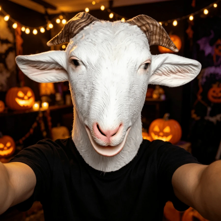 1pc Halloween Latex Animal Head Mask, Funny Goat, Yellow Duck Mask Party Cosplay Prop - Multi-color - View 1