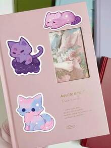 50pcs Funny Cat Stickers For Laptop, Skateboard And Diy Decoration - Starry Sky Cat Sticker - View 5