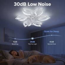 Ceiling Fans With Lights And Remote, 27 In Low Profile Fandelier, 3000-6000K Dimmable LED, 6 Speeds, Reversible, App Control, Memory Function, Timer, Modern Flush Mount Ceiling Fans, For Bedroom - White - View 9
