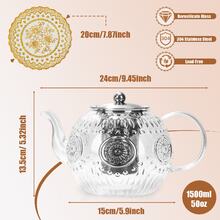 Glass Teapot With Infuser, 1500ml Borosilicate Glass Tea Kettle With Stovetop Design, Loose Leaf Tea Pot For Blooming Herbal Tea, Heat Resistant Tea Maker With PVC Trivet - View 3