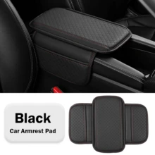 Car Armrest Pad, Center Console Storage Armrest Cover, Wear-Resistant PU Leather Business Minimalist Style Car Center Console Armrest Pad, Suitable For Private Car Owners Daily Driving And Road Trips, Pure Black With Red Stitching All-Season Universal Car Interior Decoration Accessory - Multicolor - View 12