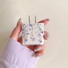 5pcs Soft Lavender Floral Data Cable Protectors, Transparent Soft Shell Anti-Drop Wear-Resistant Anti-Bend, Compatible With Apple 18W/20W Fast Charging, Ins French Floral Healing Digital Accessories, Great Gift - Pale Purple Flowers - View 4
