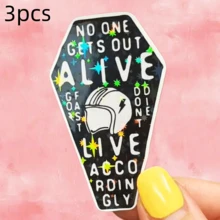 ALIVE 頭盔「NO ONE GETS OUT ALIVE」硬核生活態度棺材造型貼紙，防水乙烯基貼紙，耐用光滑表面，自黏式車貼，適用於汽車、窗戶、筆記本電腦、卡車、水壺，多功能耐用設計 - 乙烯基 - 查看 12